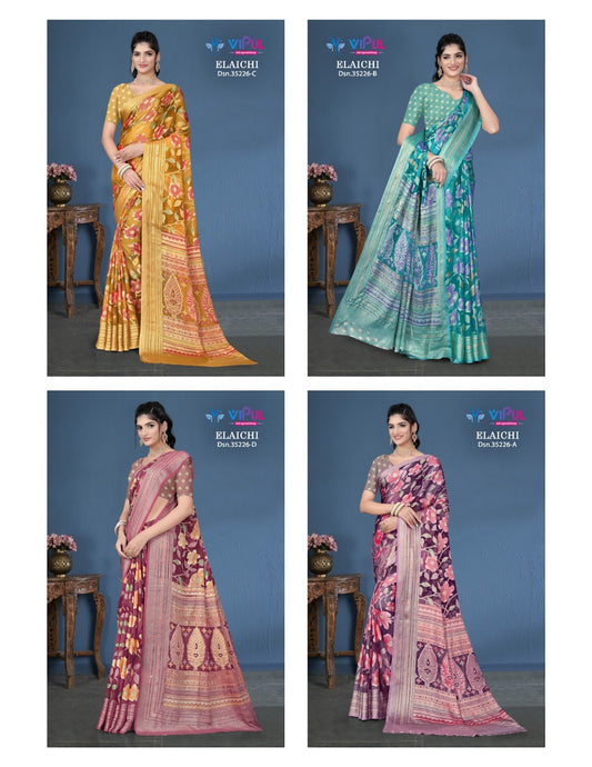 Elaichi 35226 Vipul Brasso Sarees Wholesale Price