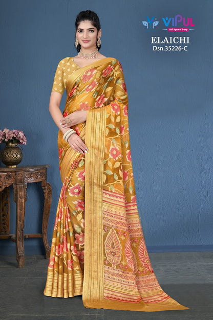 Elaichi 35226 Vipul Brasso Sarees Wholesale Price