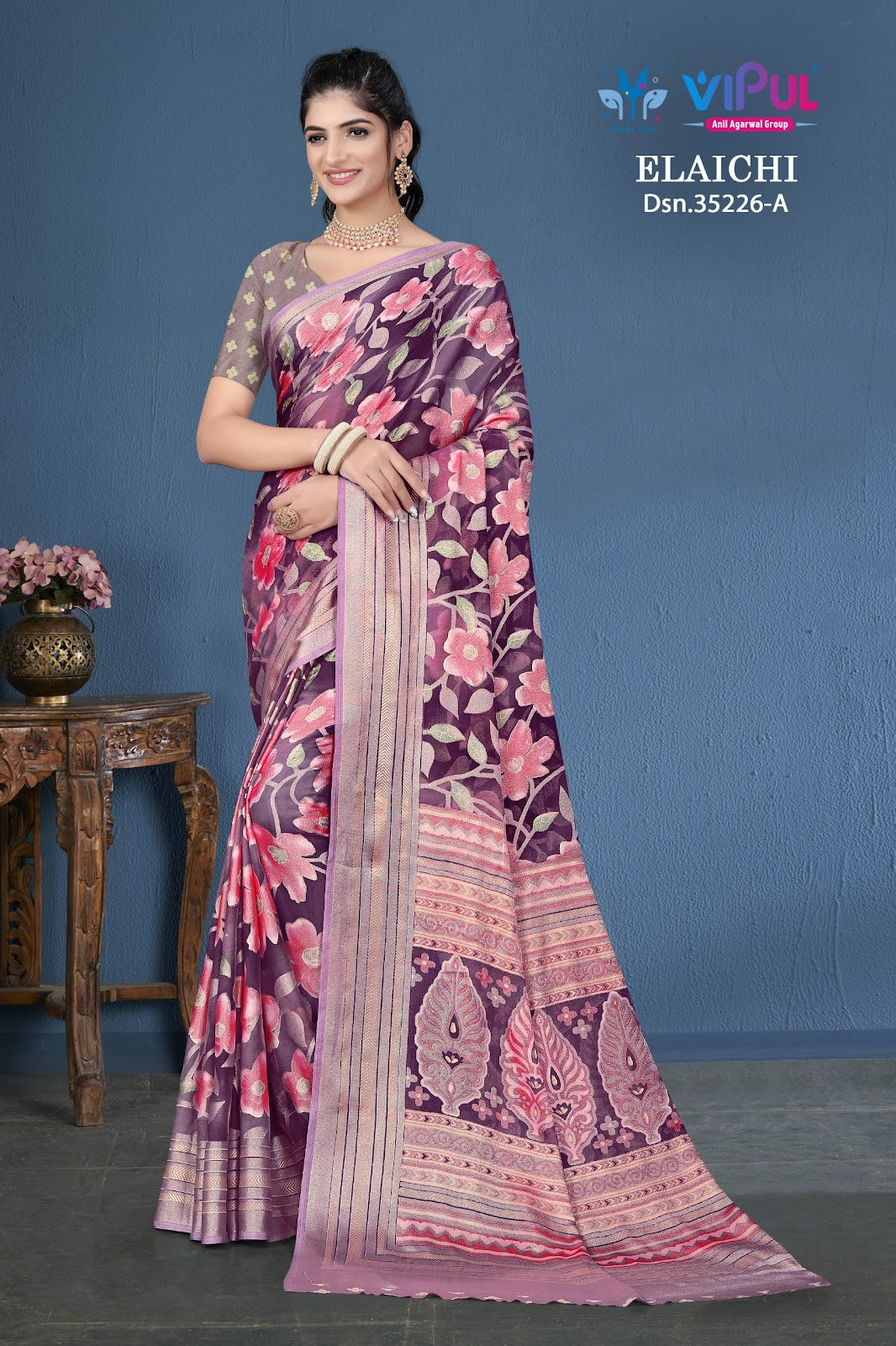Elaichi 35226 Vipul Brasso Sarees Wholesale Price