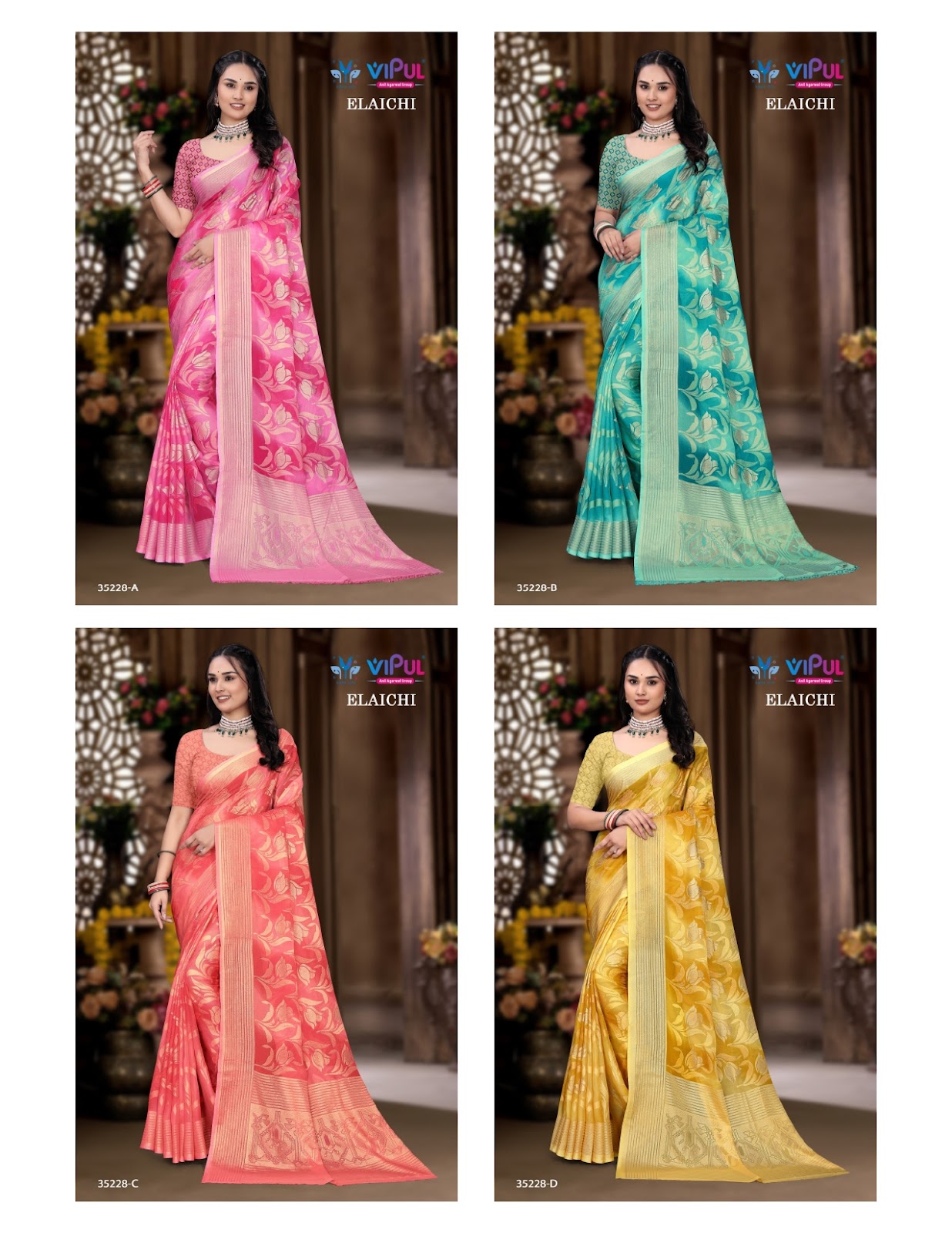 Elaichi 35228 Vipul Brasso Sarees Exporter Ahmedabad