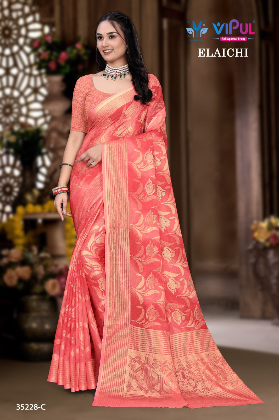 Elaichi 35228 Vipul Brasso Sarees Exporter Ahmedabad