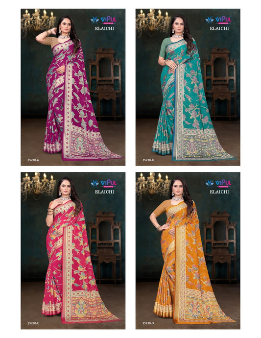 Elaichi 35230 Vipul Brasso Sarees Supplier Ahmedabad