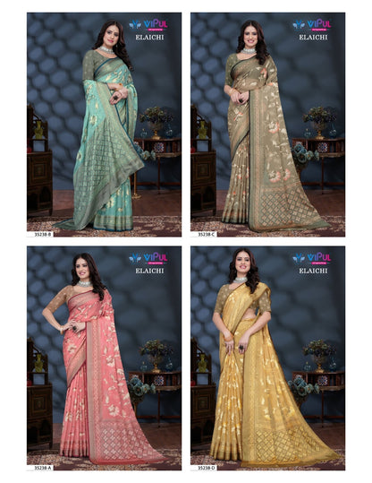 Elaichi 35238 Vipul Brasso Sarees Manufacturer Ahmedabad