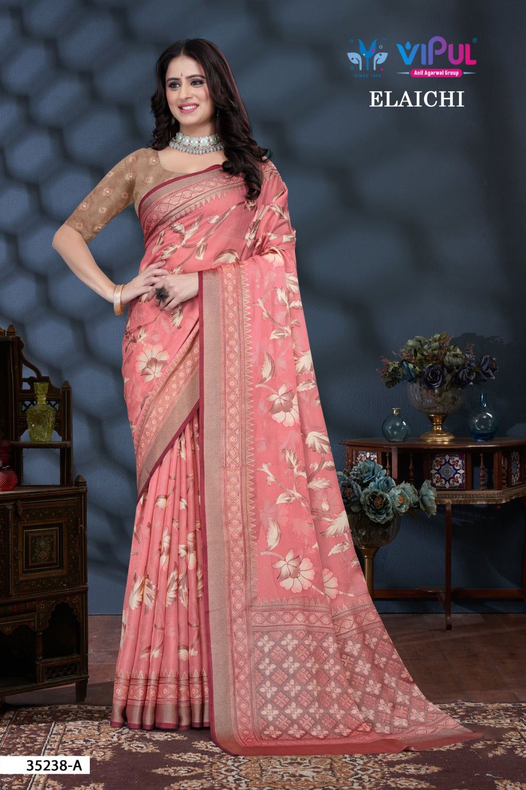 Elaichi 35238 Vipul Brasso Sarees Manufacturer Ahmedabad
