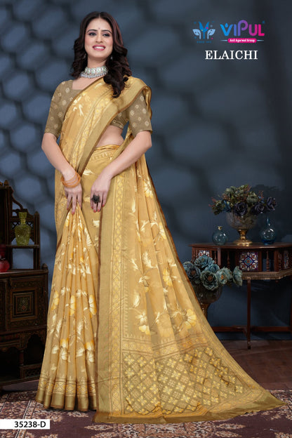 Elaichi 35238 Vipul Brasso Sarees Manufacturer Ahmedabad