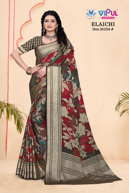 Elaichi 35254 Vipul Brasso Sarees Wholesale Rate