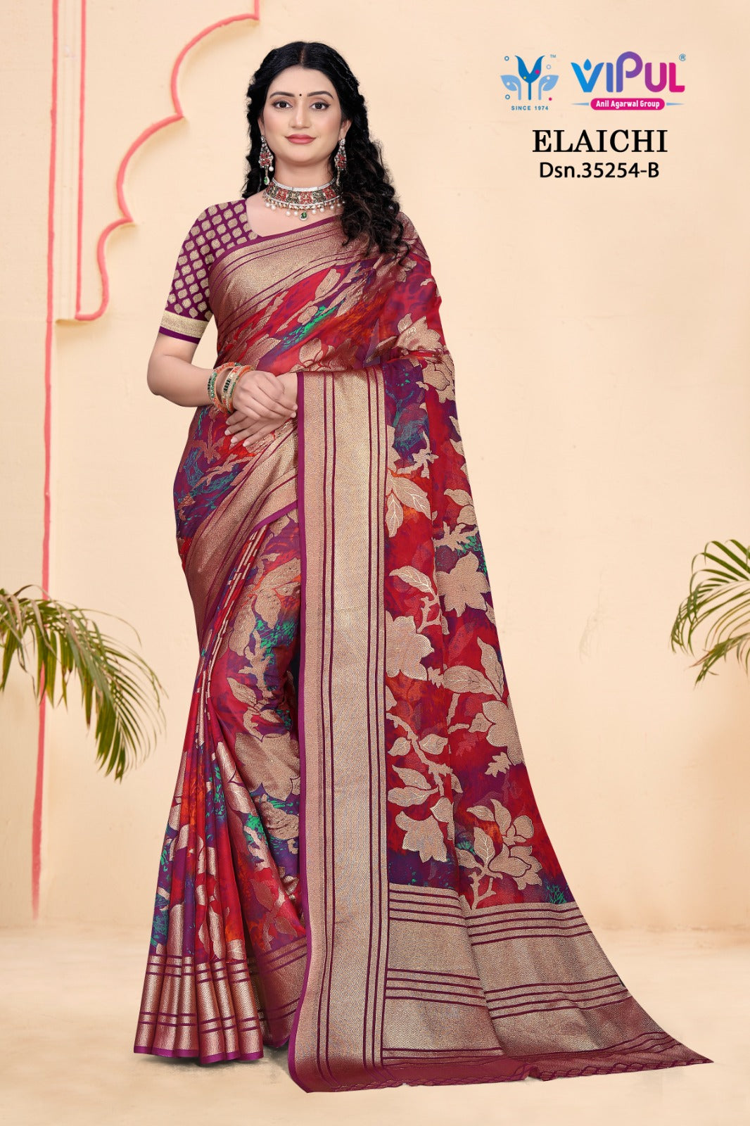 Elaichi 35254 Vipul Brasso Sarees Wholesale Rate