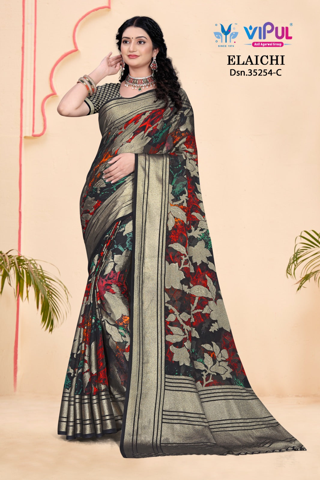 Elaichi 35254 Vipul Brasso Sarees Wholesale Rate