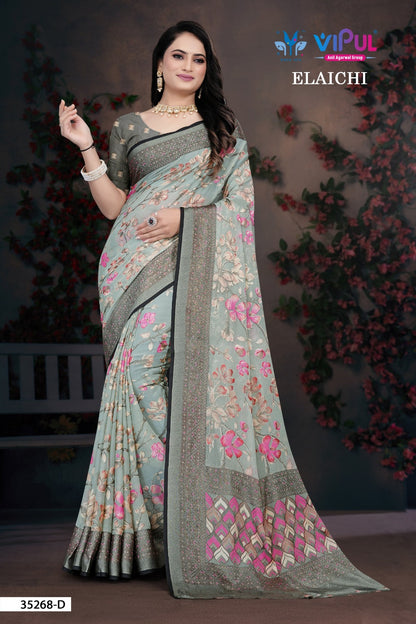 Elaichi 35268 Vipul Brasso Sarees Wholesaler India