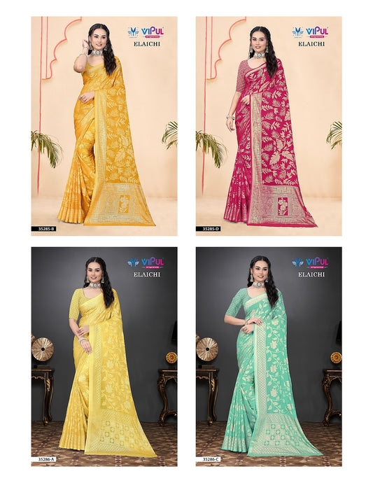 Elaichi 35306-35246-35286-35285 Vipul Silk Brasso Sarees Manufacturer Ahmedabad