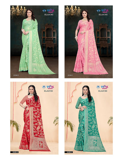 Elaichi 35306-35246-35286-35285 Vipul Silk Brasso Sarees Manufacturer Ahmedabad