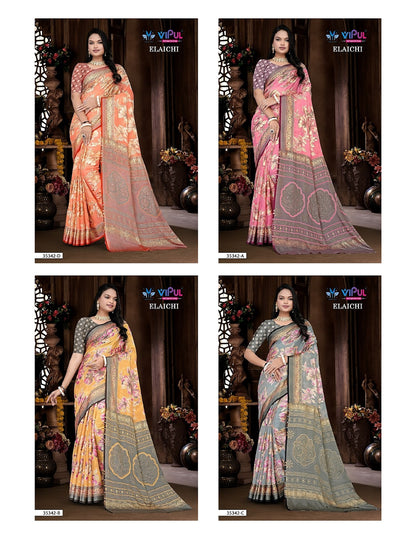 Elaichi 35342 Vipul Brasso Sarees Wholesale Price