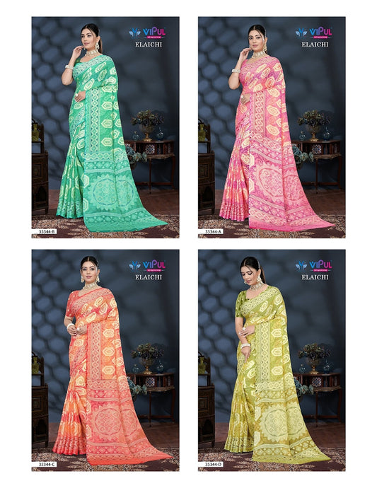 Elaichi 35344 Vipul Brasso Sarees Exporter Ahmedabad