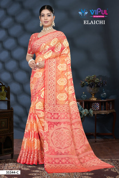 Elaichi 35344 Vipul Brasso Sarees Exporter Ahmedabad