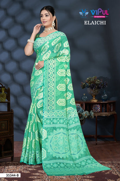Elaichi 35344 Vipul Brasso Sarees Exporter Ahmedabad
