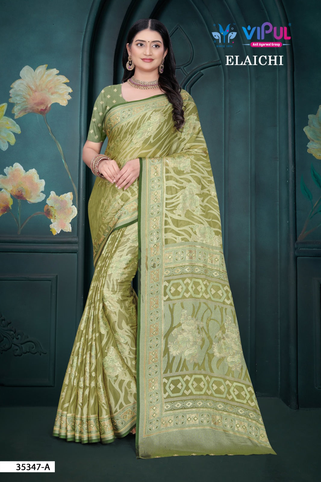 Elaichi 35347 Vipul Brasso Sarees Wholesale Rate