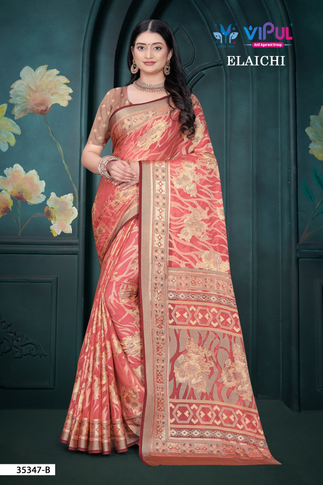 Elaichi 35347 Vipul Brasso Sarees Wholesale Rate