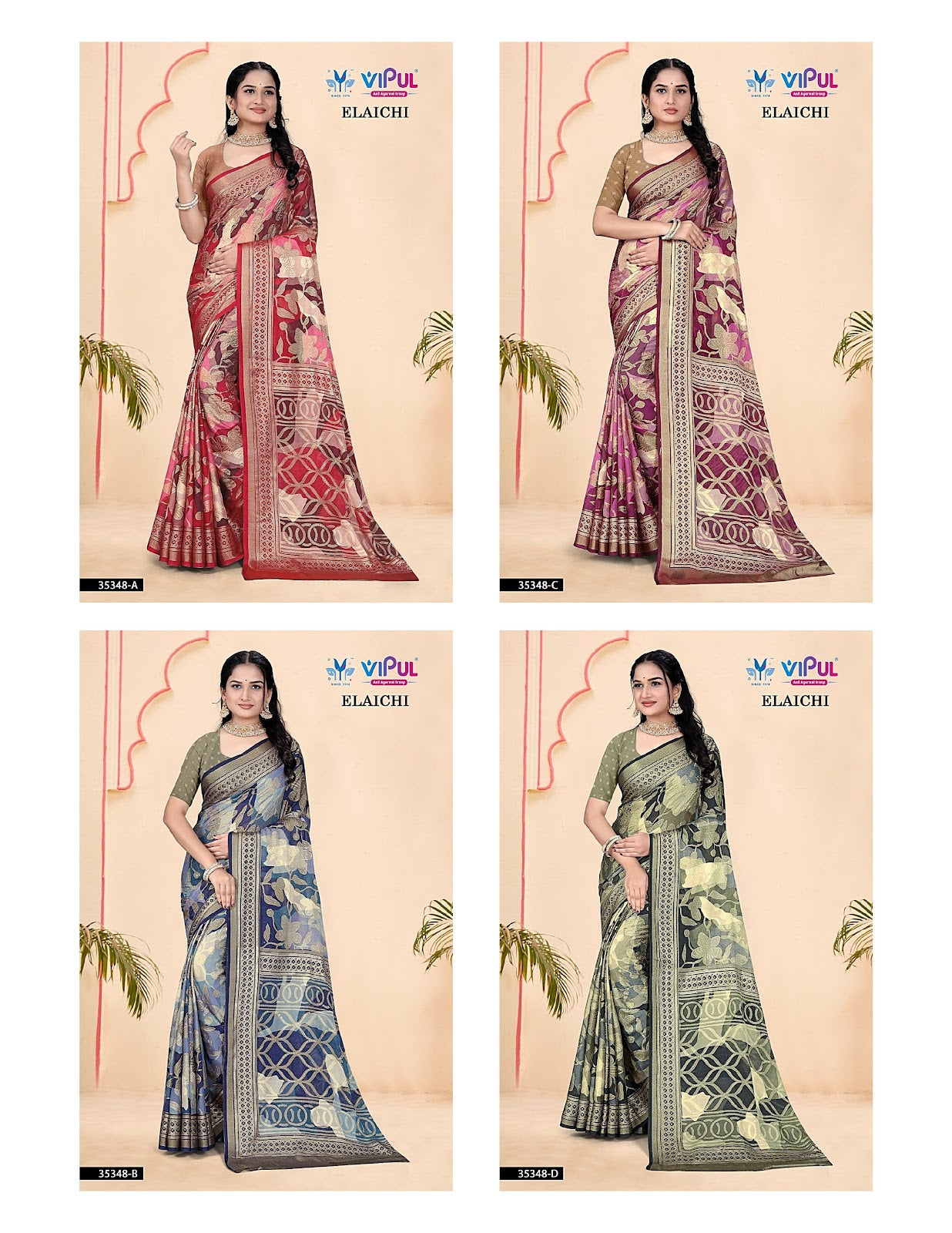 Elaichi 35348 Vipul Brasso Sarees Manufacturer Ahmedabad