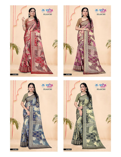 Elaichi 35348 Vipul Brasso Sarees Manufacturer Ahmedabad