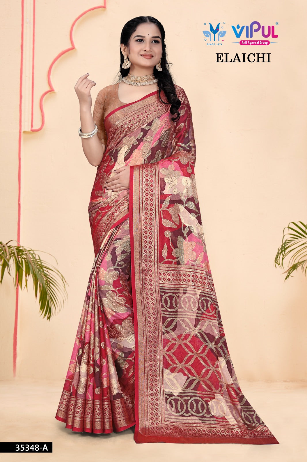 Elaichi 35348 Vipul Brasso Sarees Manufacturer Ahmedabad