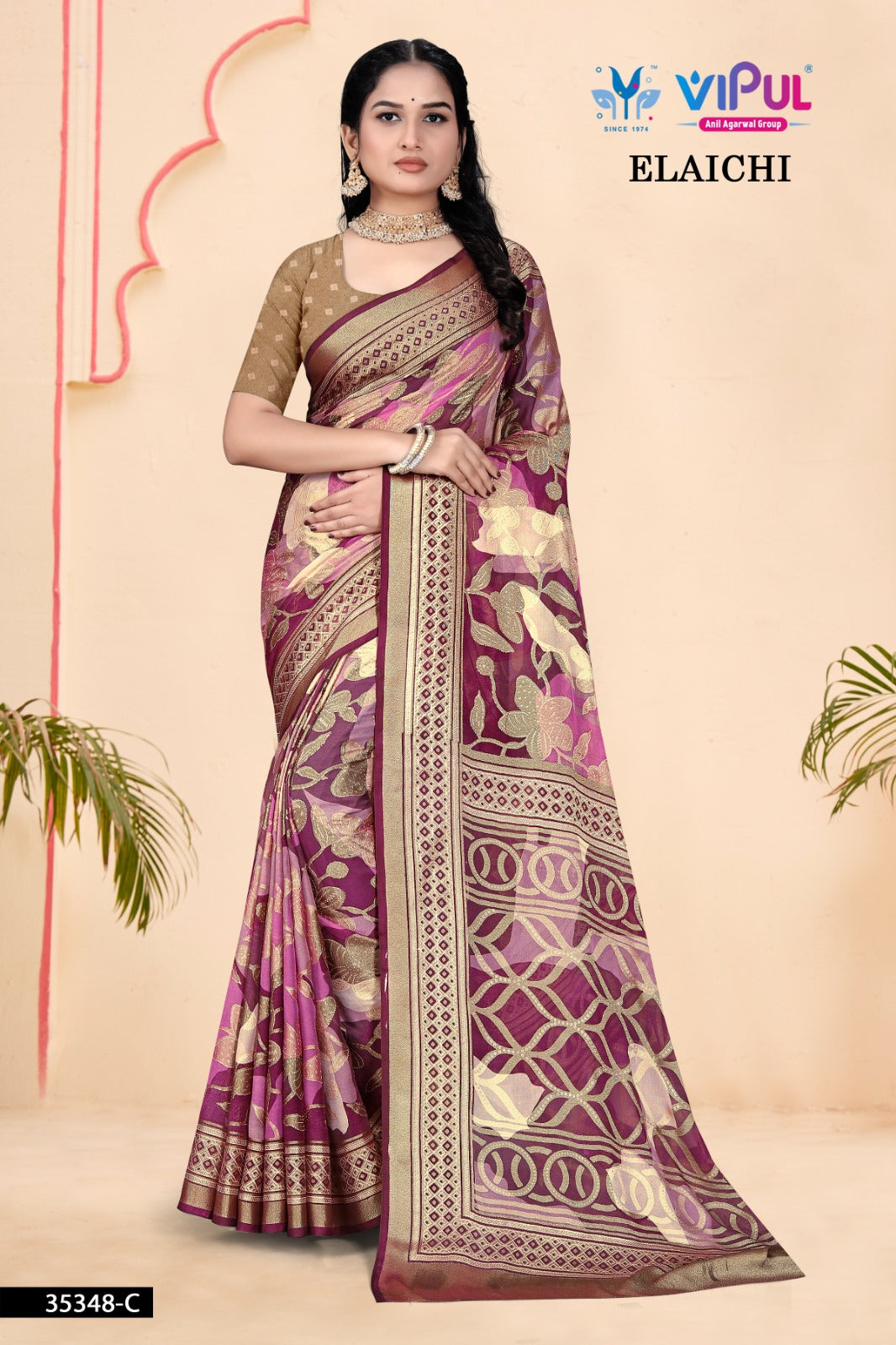 Elaichi 35348 Vipul Brasso Sarees Manufacturer Ahmedabad