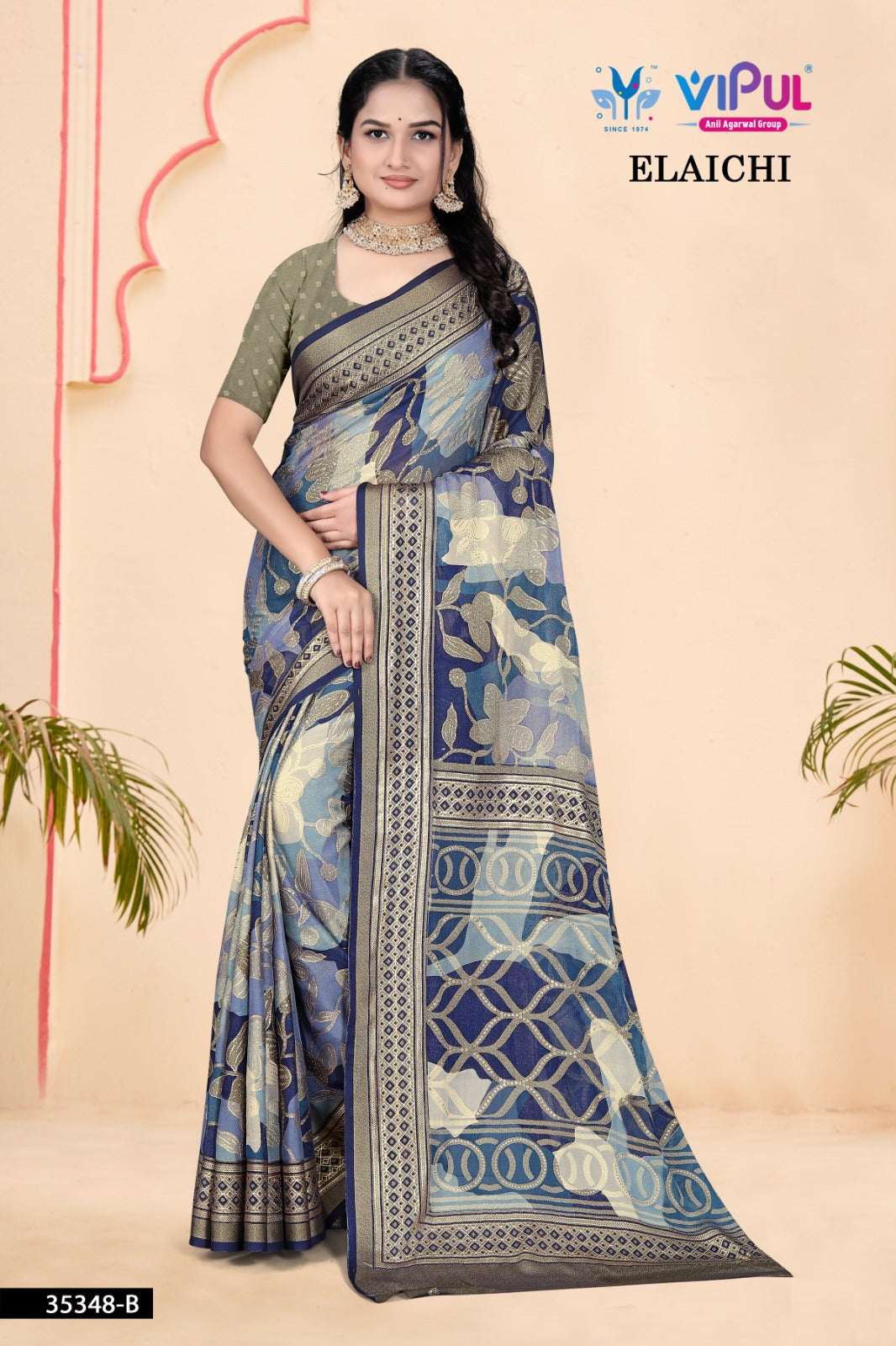 Elaichi 35348 Vipul Brasso Sarees Manufacturer Ahmedabad