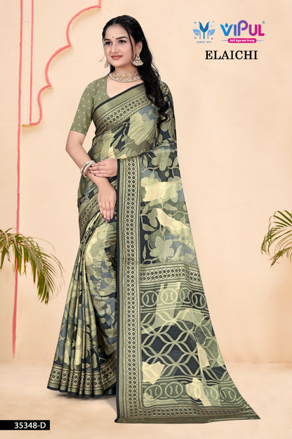 Elaichi 35348 Vipul Brasso Sarees Manufacturer Ahmedabad