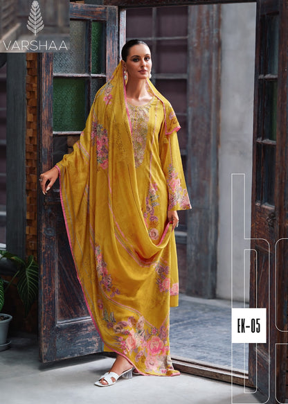 Elaki Varshaa Satin Pant Style Suits Wholesale Price