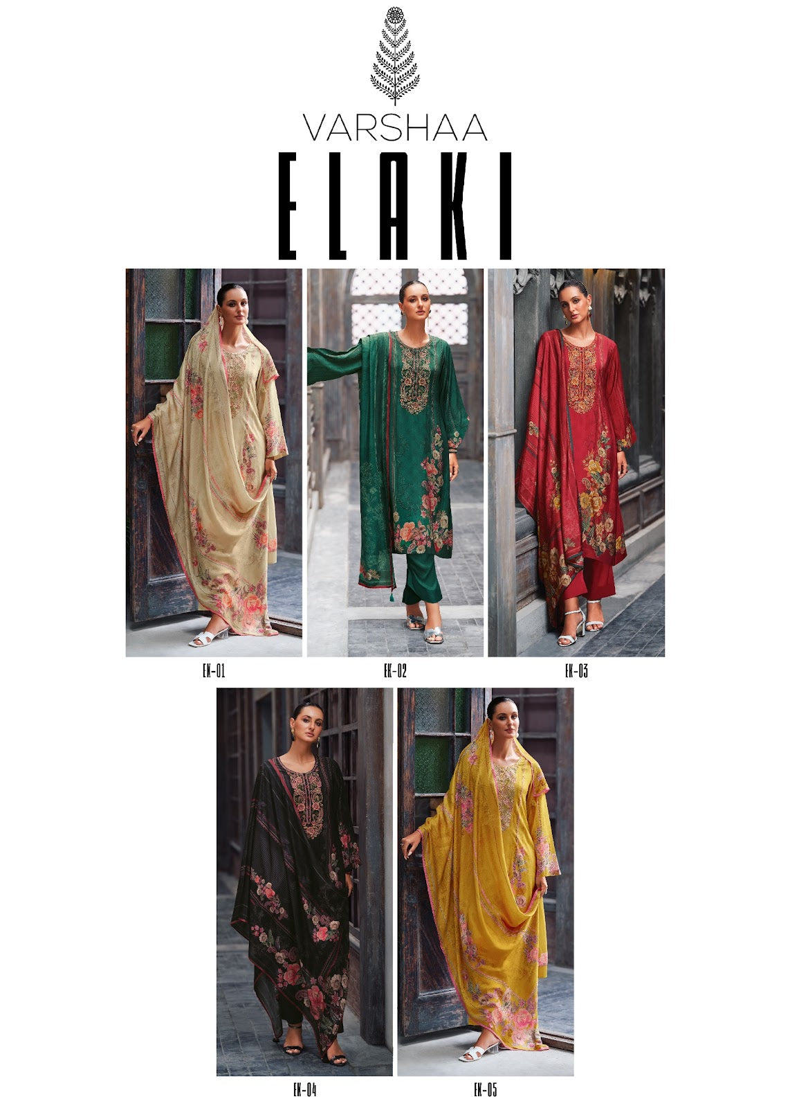 Elaki Varshaa Satin Pant Style Suits Wholesale Price