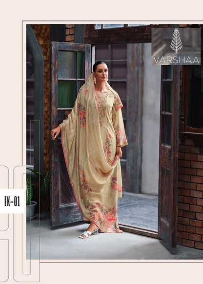 Elaki Varshaa Satin Pant Style Suits Wholesale Price