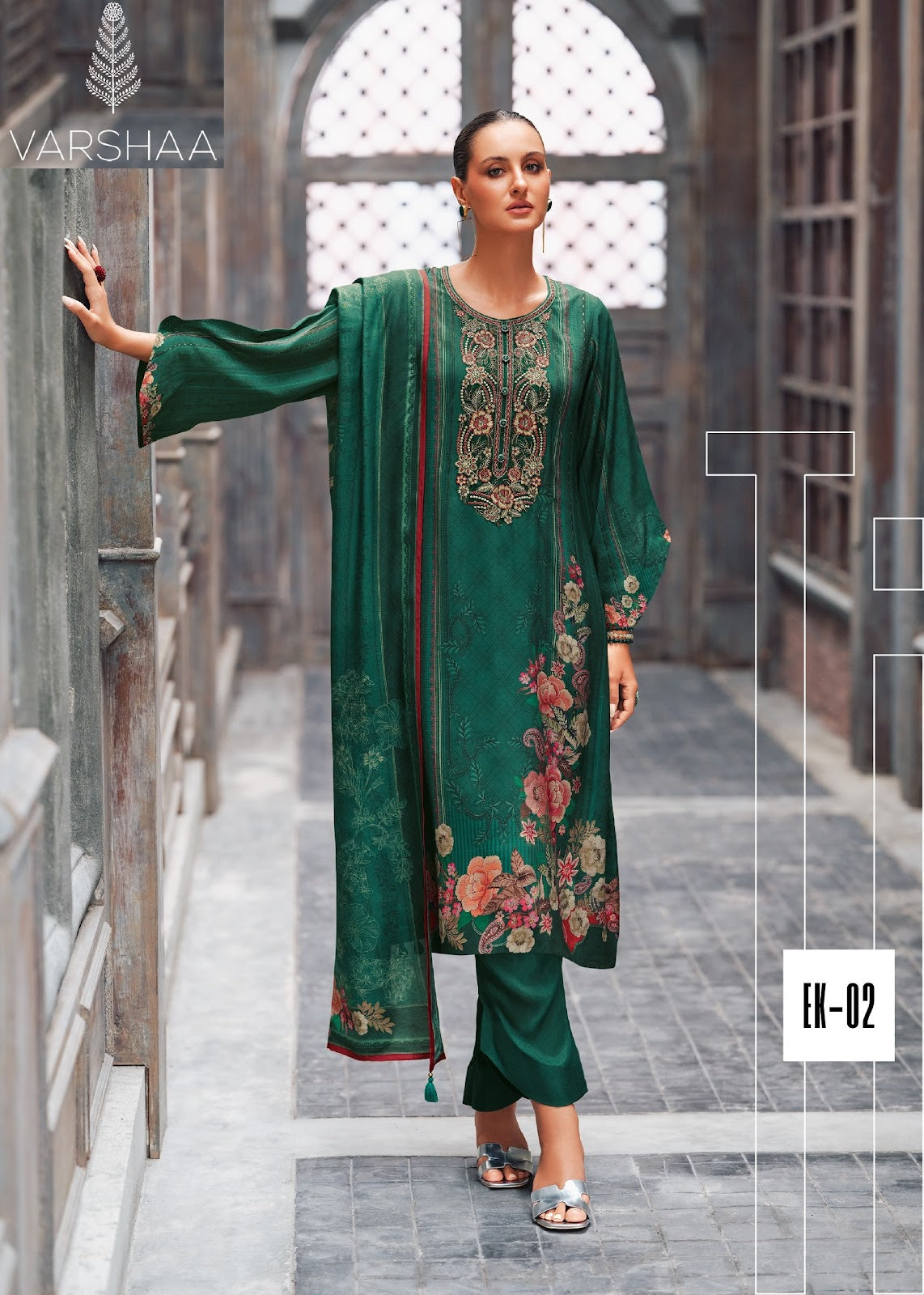 Elaki Varshaa Satin Pant Style Suits Wholesale Price