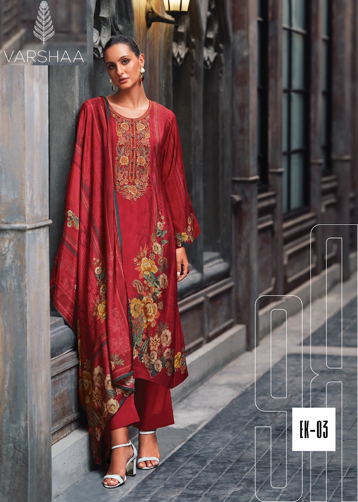 Elaki Varshaa Satin Pant Style Suits Wholesale Price