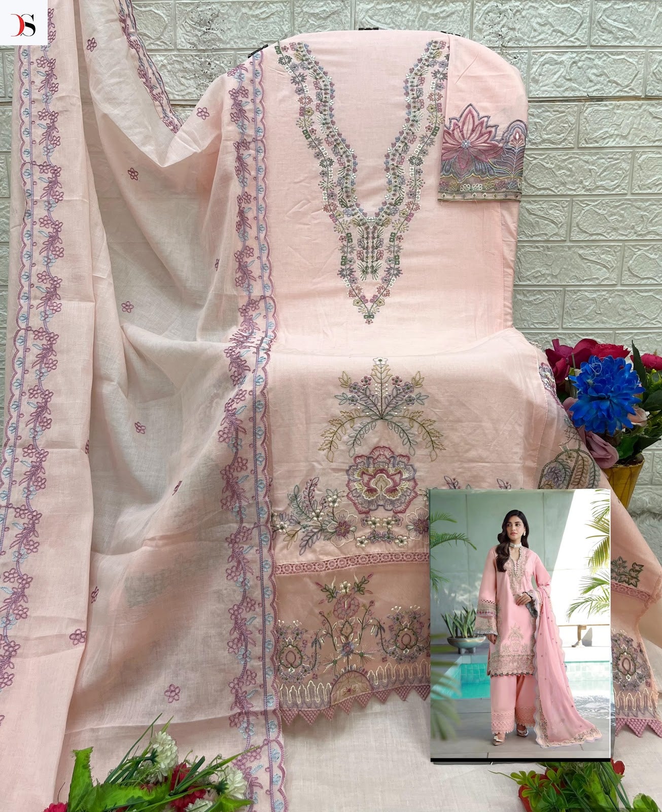 Elan 3 Deepsy Cotton Pakistani Patch Work Suits Exporter Gujarat