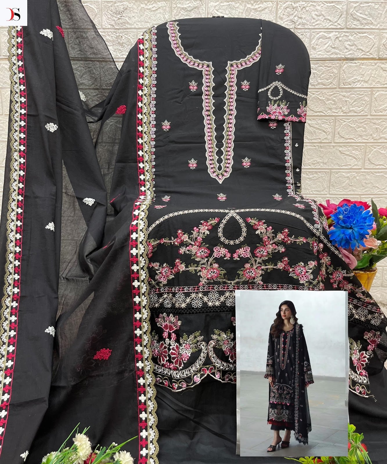 Elan 3 Deepsy Cotton Pakistani Patch Work Suits Exporter Gujarat