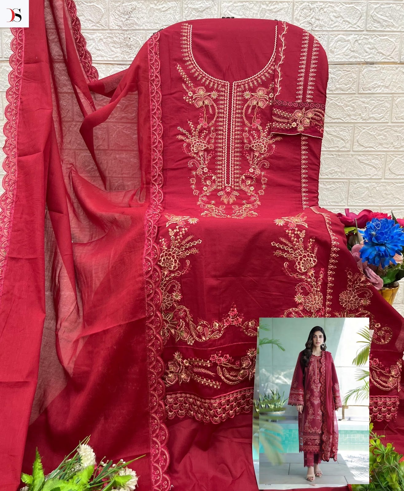 Elan 3 Deepsy Cotton Pakistani Patch Work Suits Exporter Gujarat