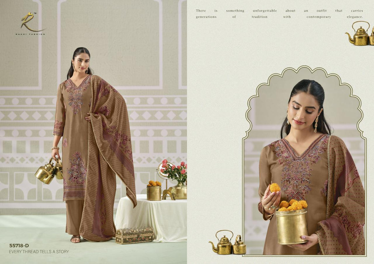 Elan E Ishq 55718 Rakhi Fashion Bemberg Silk Pant Style Suits Manufacturer Ahmedabad