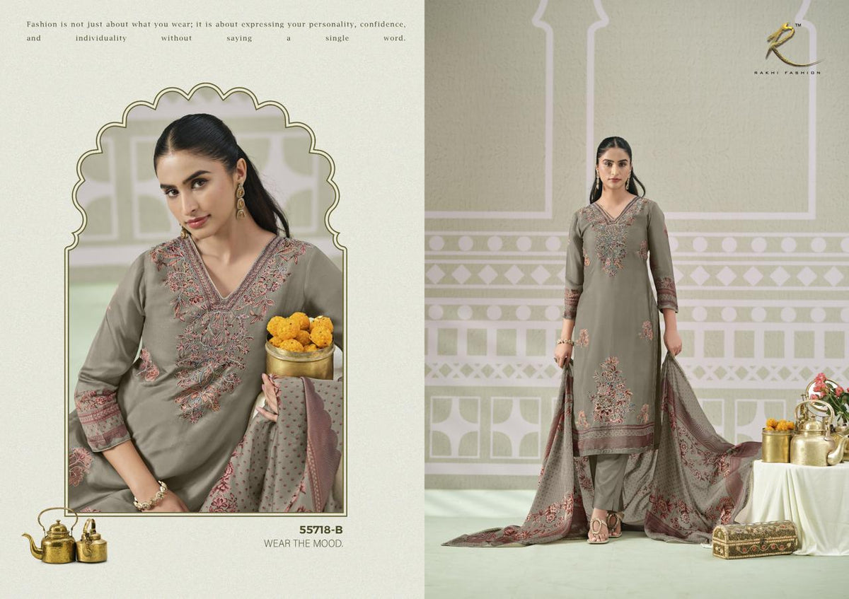 Elan E Ishq 55718 Rakhi Fashion Bemberg Silk Pant Style Suits Manufacturer Ahmedabad
