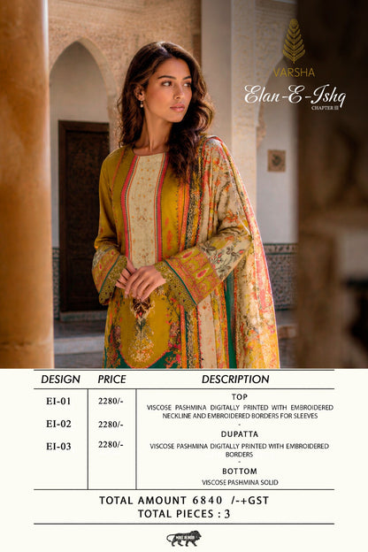 Elan E Ishq Chapter 3 Varshaa Viscose Pashmina Suits Wholesale Price