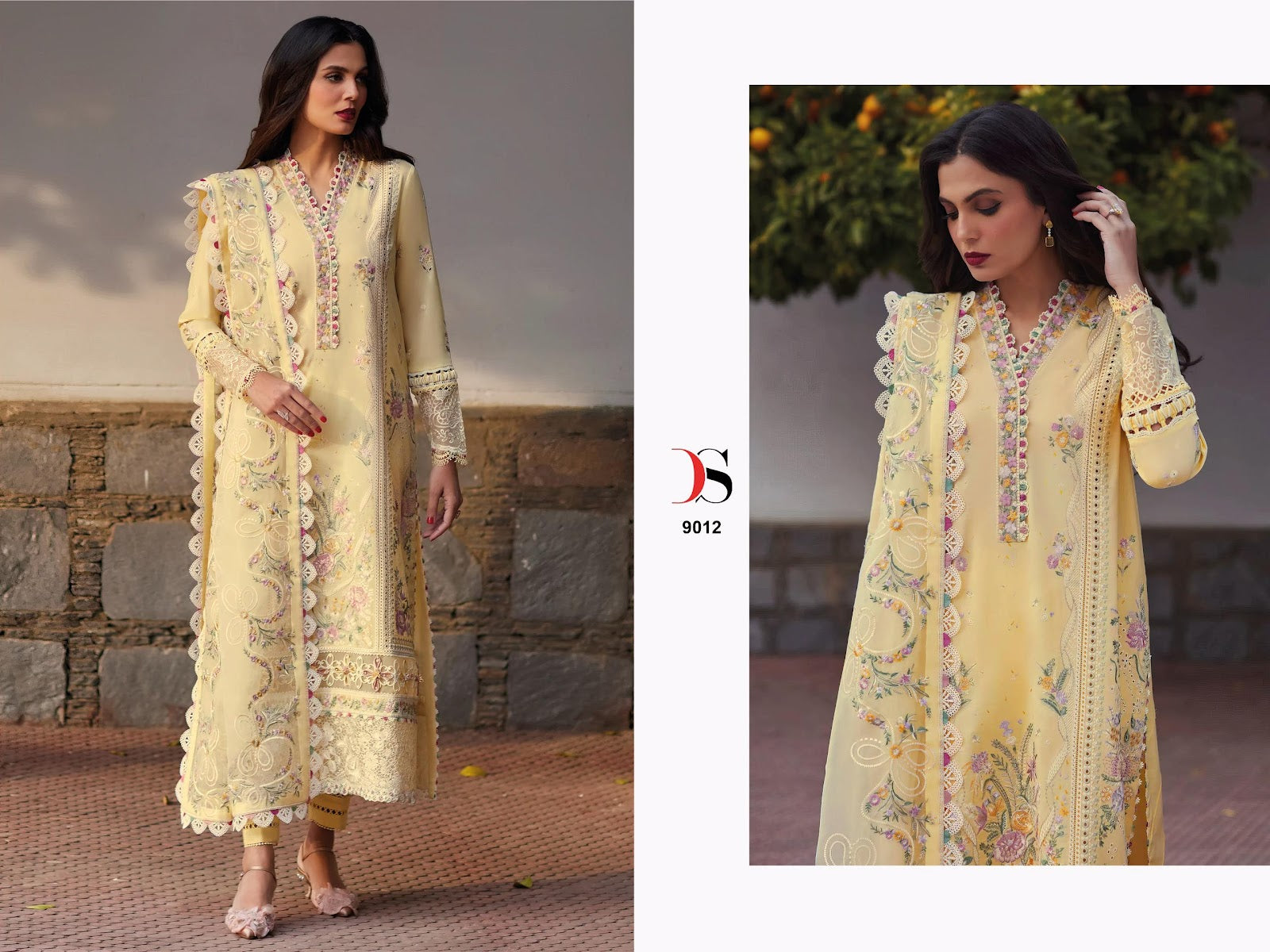 Elan Lawn 25 Super Nx Deepsy Cotton Pakistani Patch Work Suits Wholesale Rate