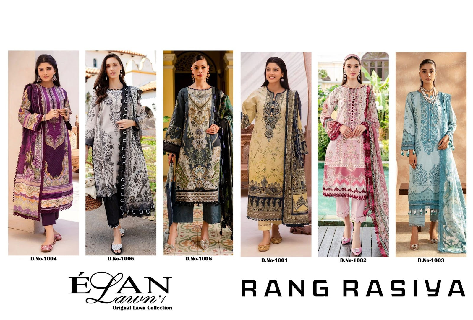 Elan Lawn Rang Rasiya Cotton Lawn Pakistani Readymade Suits Exporter India