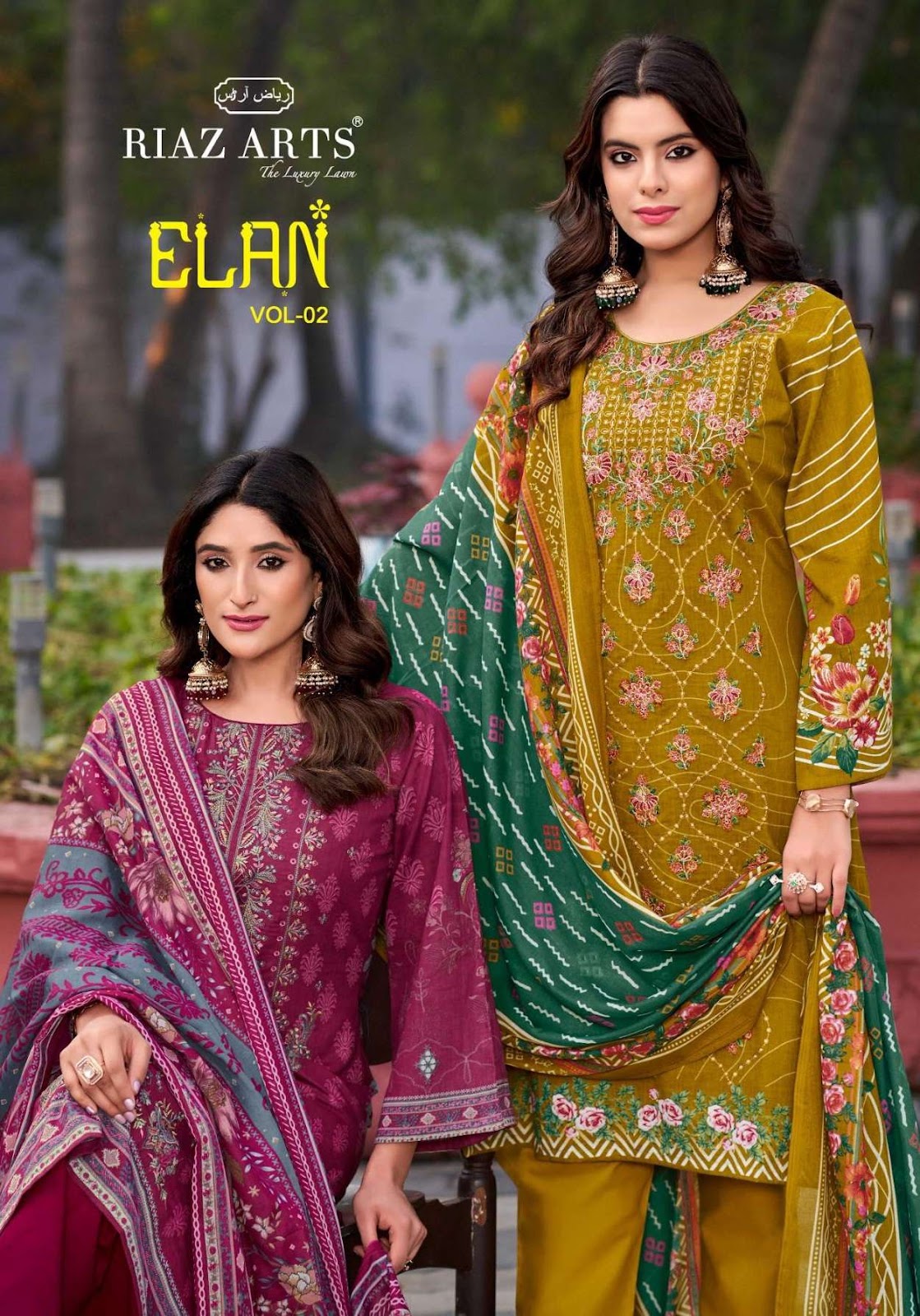 Elan Vol 2 Riaz Art Lawn Cotton Karachi Salwar Suits Wholesale Price