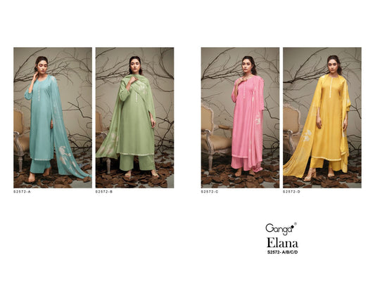 Elana-2572 Ganga Cotton Silk Plazzo Style Suits