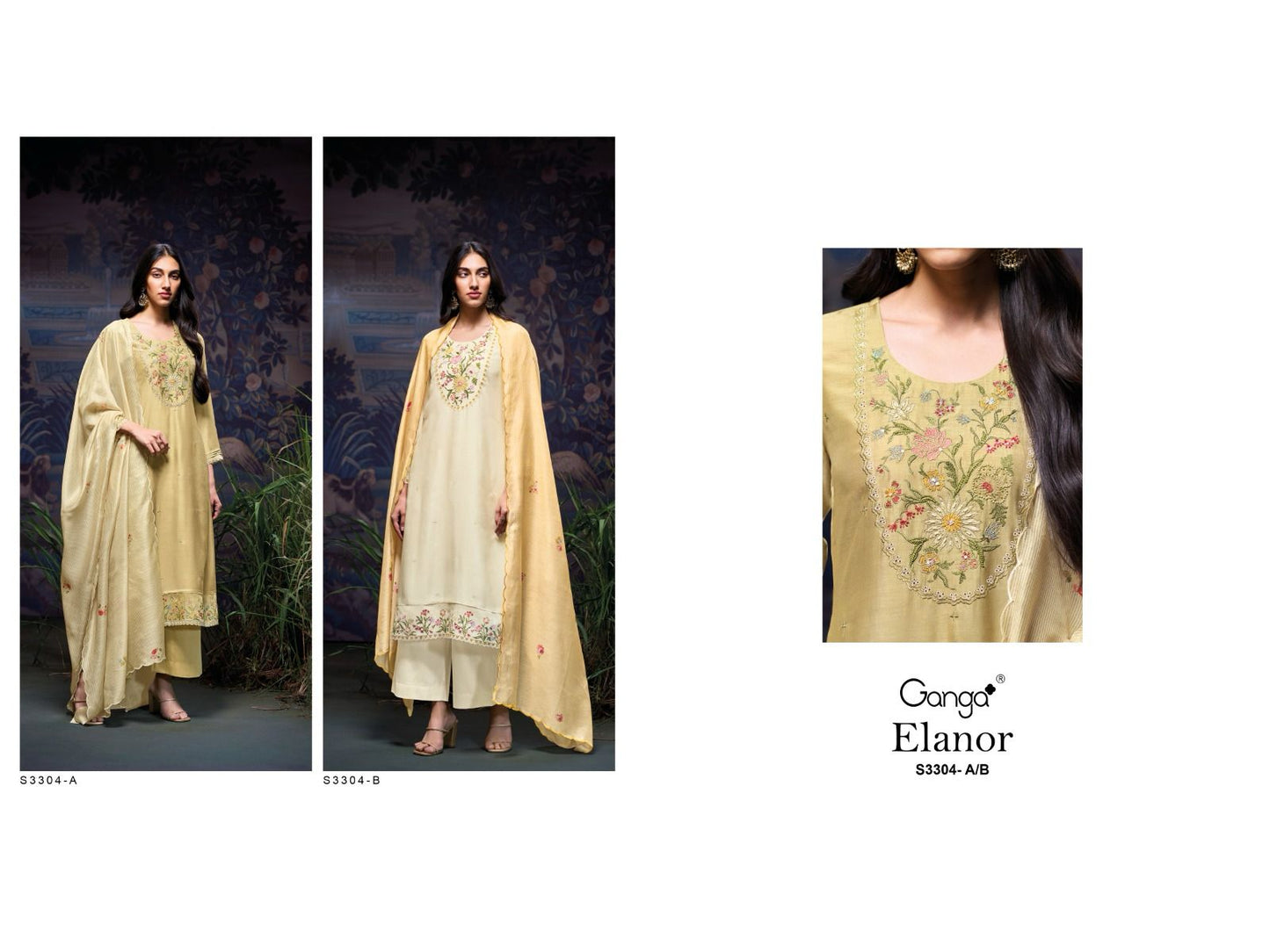 Elanor 3304 Ganga Pure Bemberg Plazzo Style Suits Supplier Ahmedabad