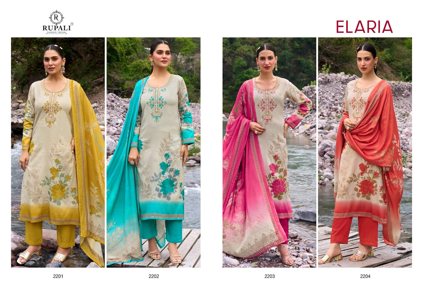 Elaria Rupali Jam Satin Pant Style Suits Exporter