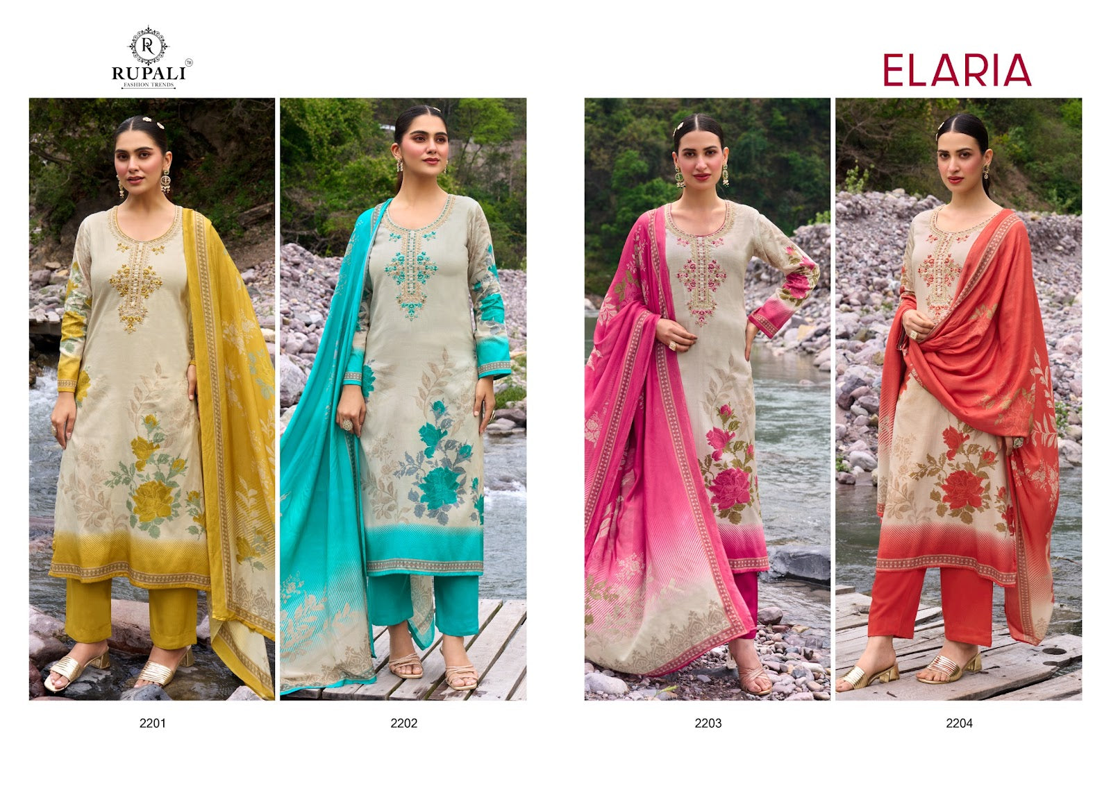 Elaria Rupali Jam Satin Pant Style Suits Exporter