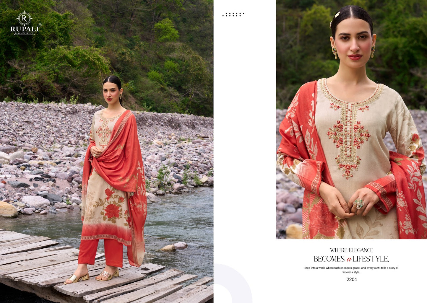Elaria Rupali Jam Satin Pant Style Suits Exporter