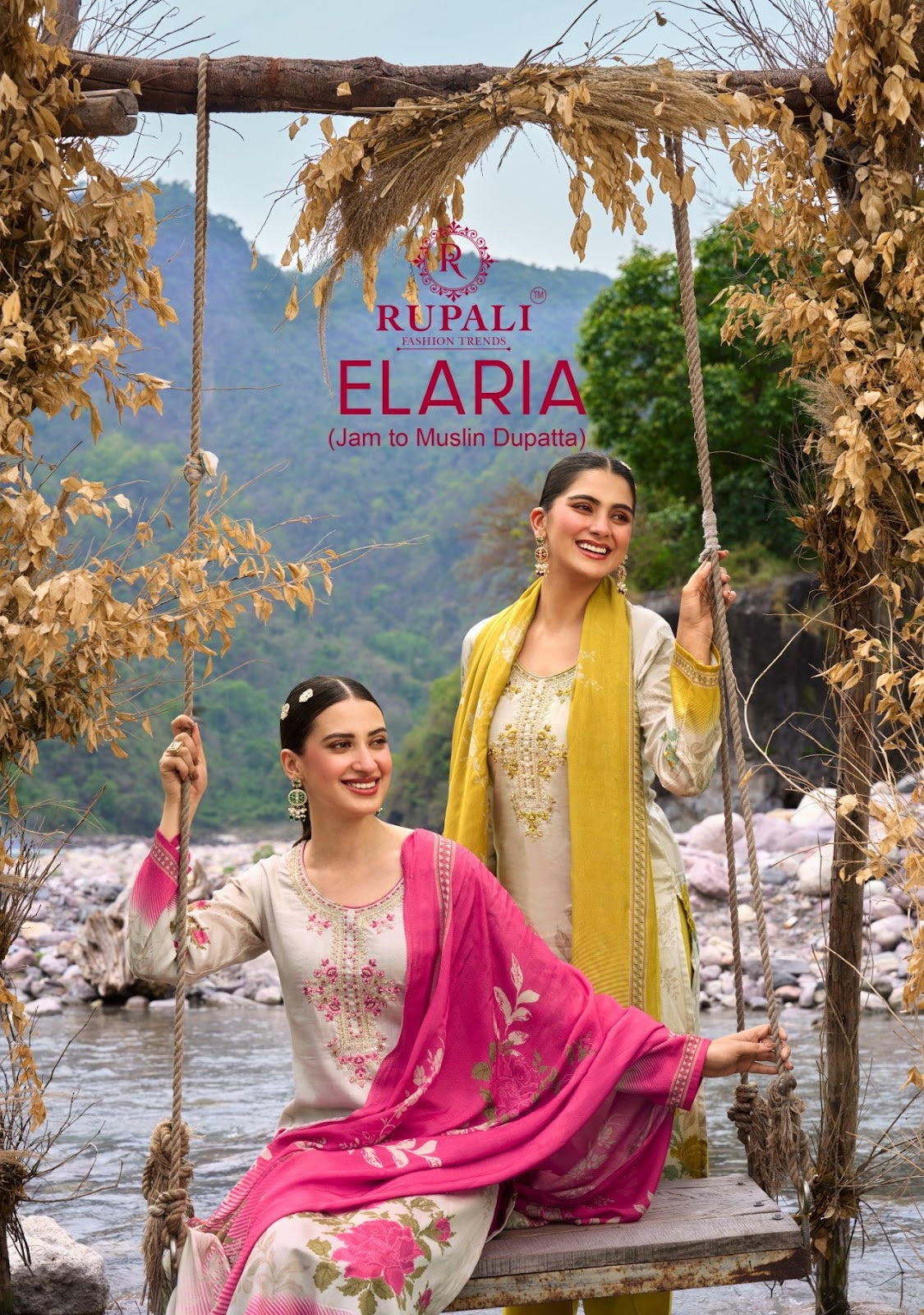 Elaria Rupali Jam Satin Pant Style Suits Exporter