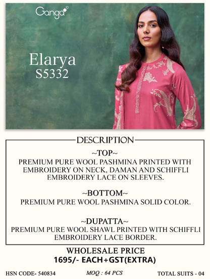 Elarya S5332 Ganga Wool Pashmina Suits Manufacturer
