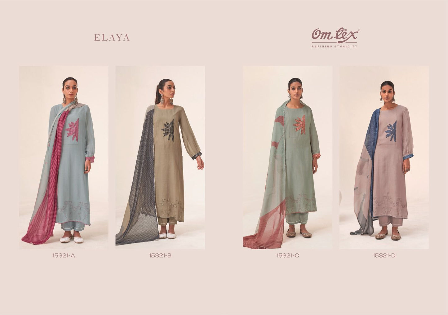 Elaya Omtex Chanderi Plazzo Style Suits Wholesale Price