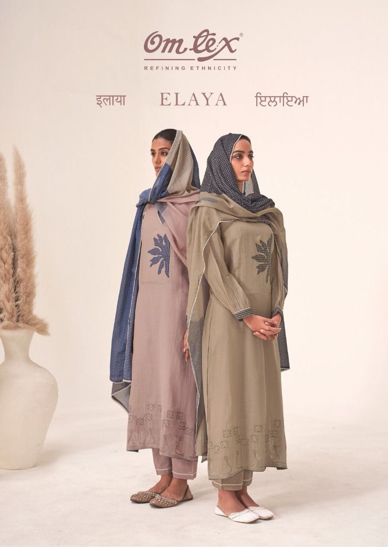 Elaya Omtex Chanderi Plazzo Style Suits Wholesale Price